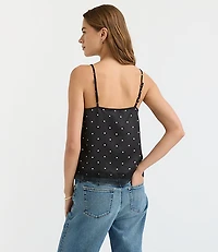 Dotted Lace Trim Satin Cami