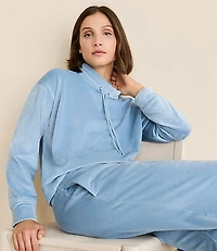 Lou & Grey Ribbed Velour Drawstring Neck Sweatshirt