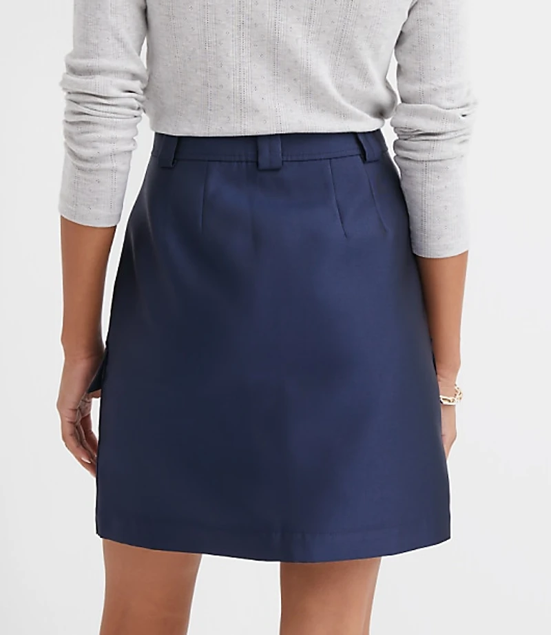 Petite Satin Utility Mini Skirt