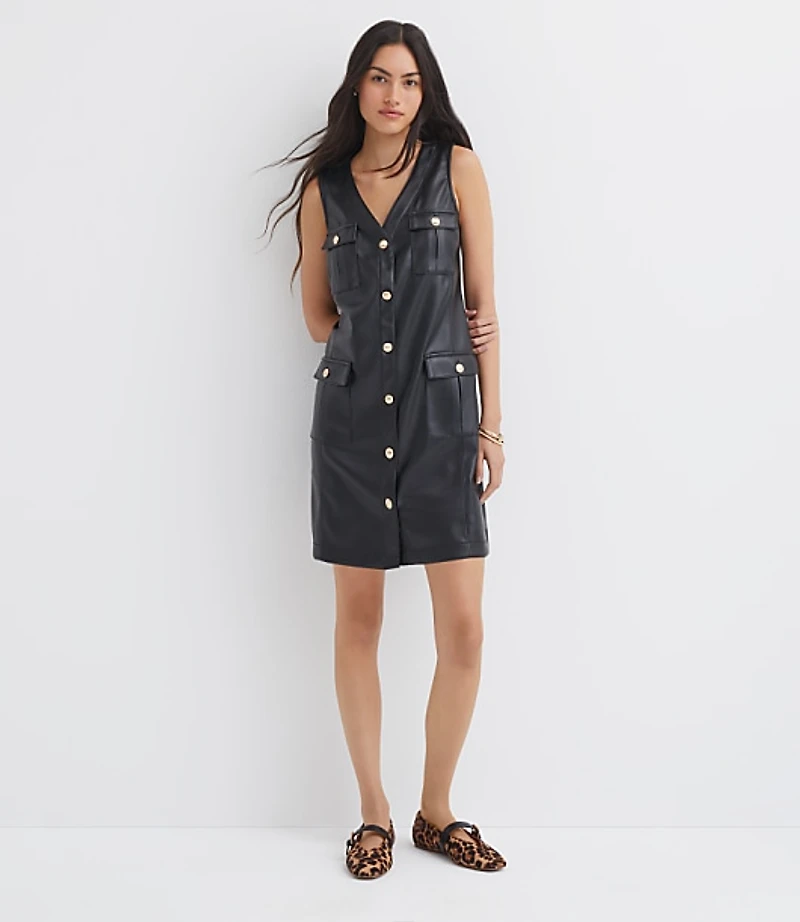 Faux Leather Mini Pocket Dress