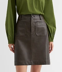 Petite Distressed Faux Leather Pocket Mini Skirt