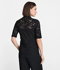 Petite LOFT Versa Lace Elbow Sleeve Turtleneck Top