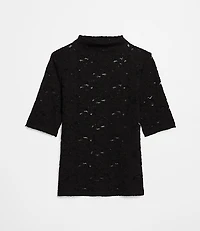 Petite LOFT Versa Lace Elbow Sleeve Turtleneck Top