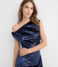 Velvet Ruched Off The Shoulder Midi Dress