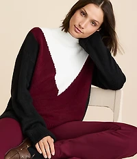 Lou & Grey Colorblock Mock Neck Sweater