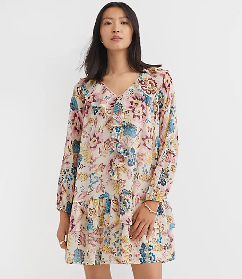 Petite Garden Ruffle Mini Flounce Dress