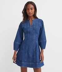 Petite Denim Barrel Sleeve Mini Dress