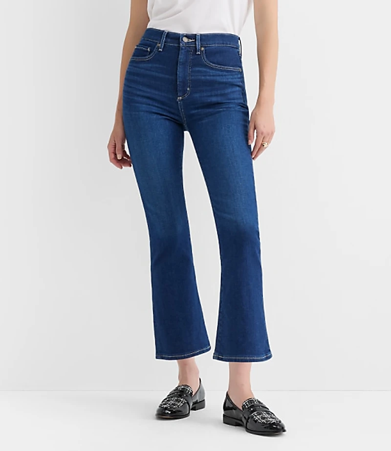 High Rise Kick Crop Jeans in Bright Indigo Wash