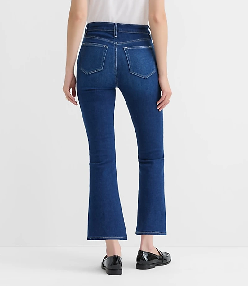 High Rise Kick Crop Jeans in Bright Indigo Wash