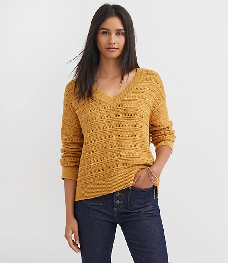 Petite Stitchy V-Neck Sweater