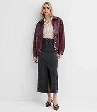 Denim Patch Pocket Maxi Skirt Washed Black