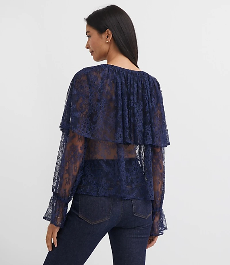 Petite Floral Lace Cape Top