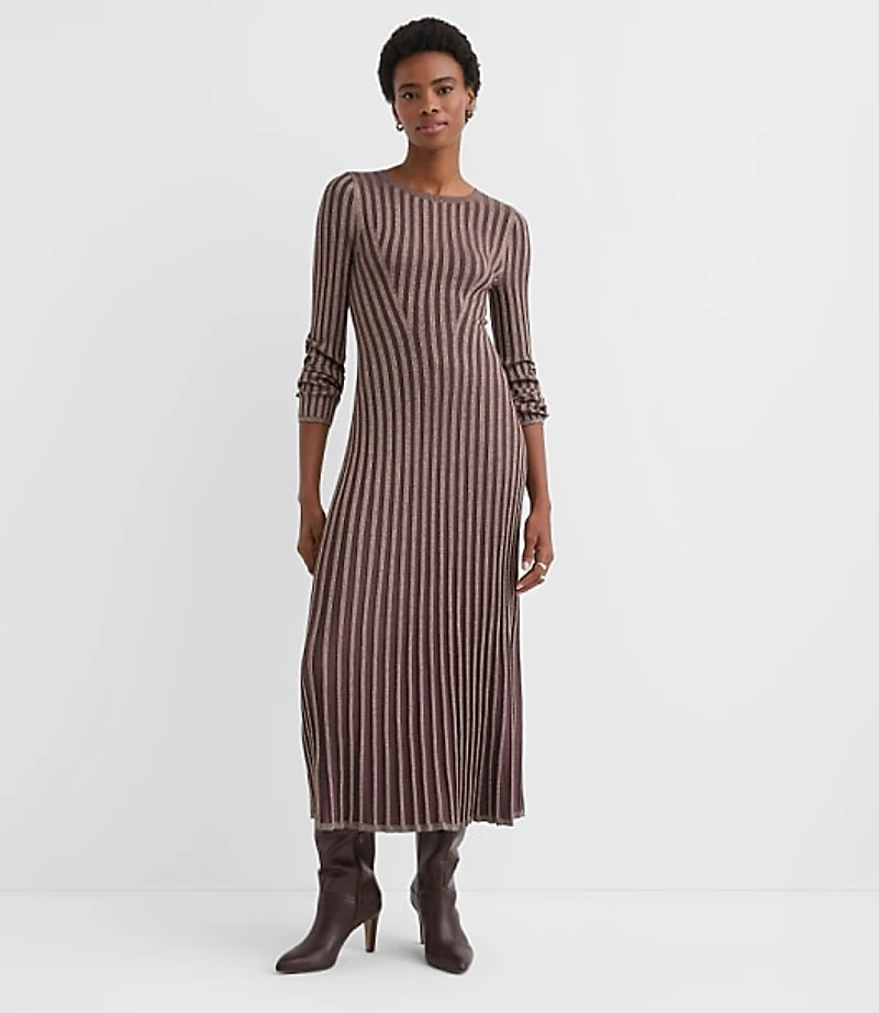 Shimmer Ribbed Mock Neck Maxi Sweater Dress