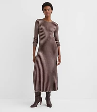 Shimmer Ribbed Mock Neck Maxi Sweater Dress