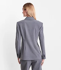LOFT Versa Seasonless Stretch Double Breasted Blazer Heather
