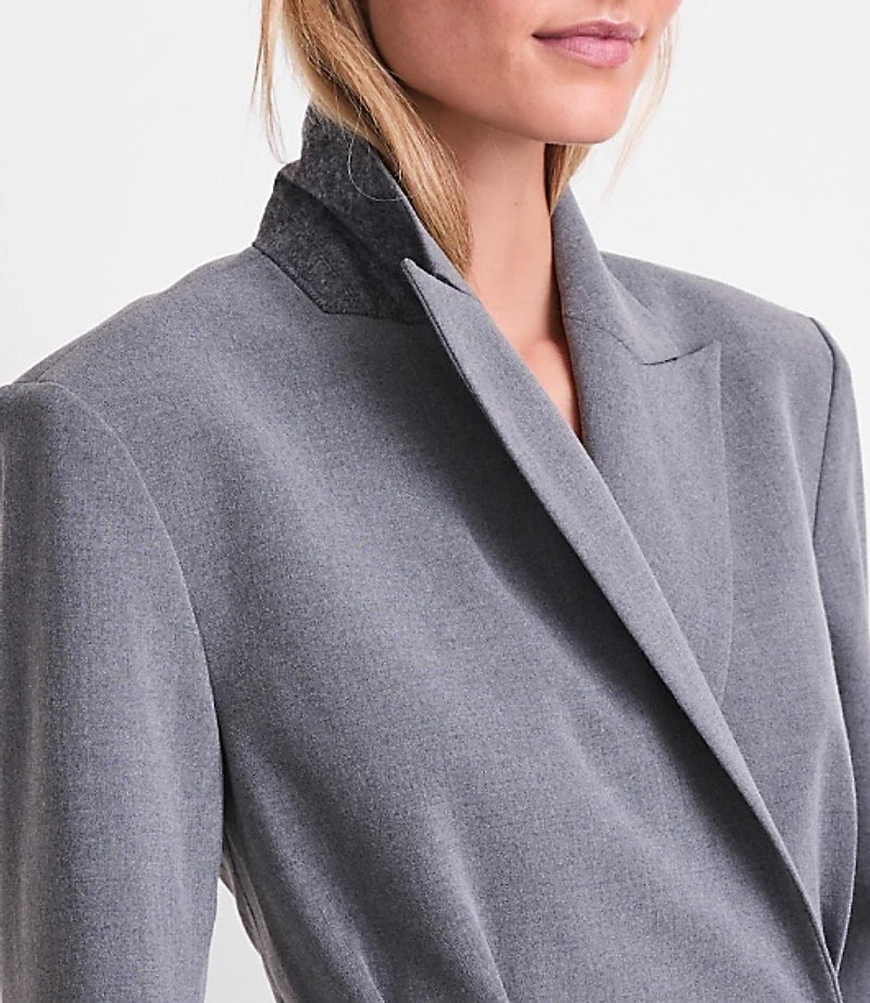 LOFT Versa Seasonless Stretch Double Breasted Blazer Heather