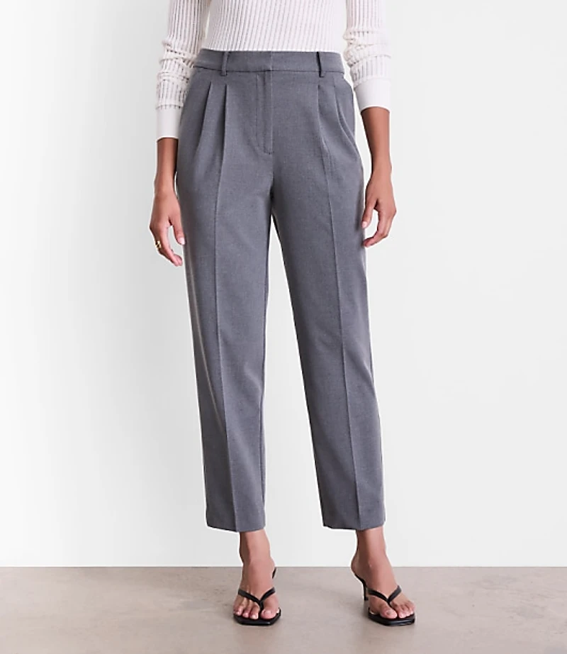 LOFT Versa Seasonless Stretch Double Pleat Taper Pants in Heather