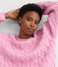 Heathered Fuzzy Cable Sweater