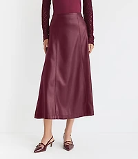Faux Leather Paneled Midi Skirt