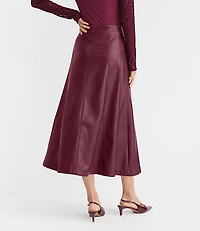 Faux Leather Paneled Midi Skirt