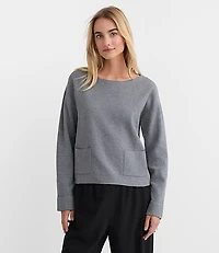 Heathered Boatneck Pocket Sweater