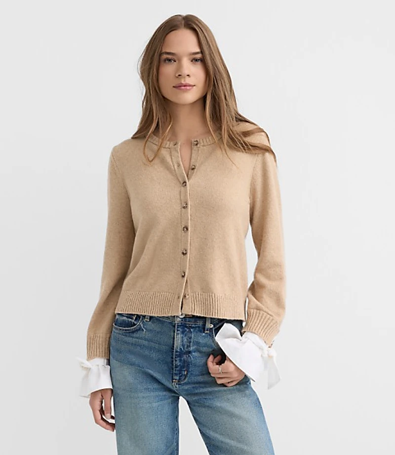Poplin Tie Cuff Cardigan