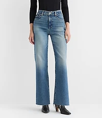Petite Frayed High Rise Wide Leg Jeans