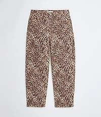 High Rise Barrel Jeans in Leopard Print