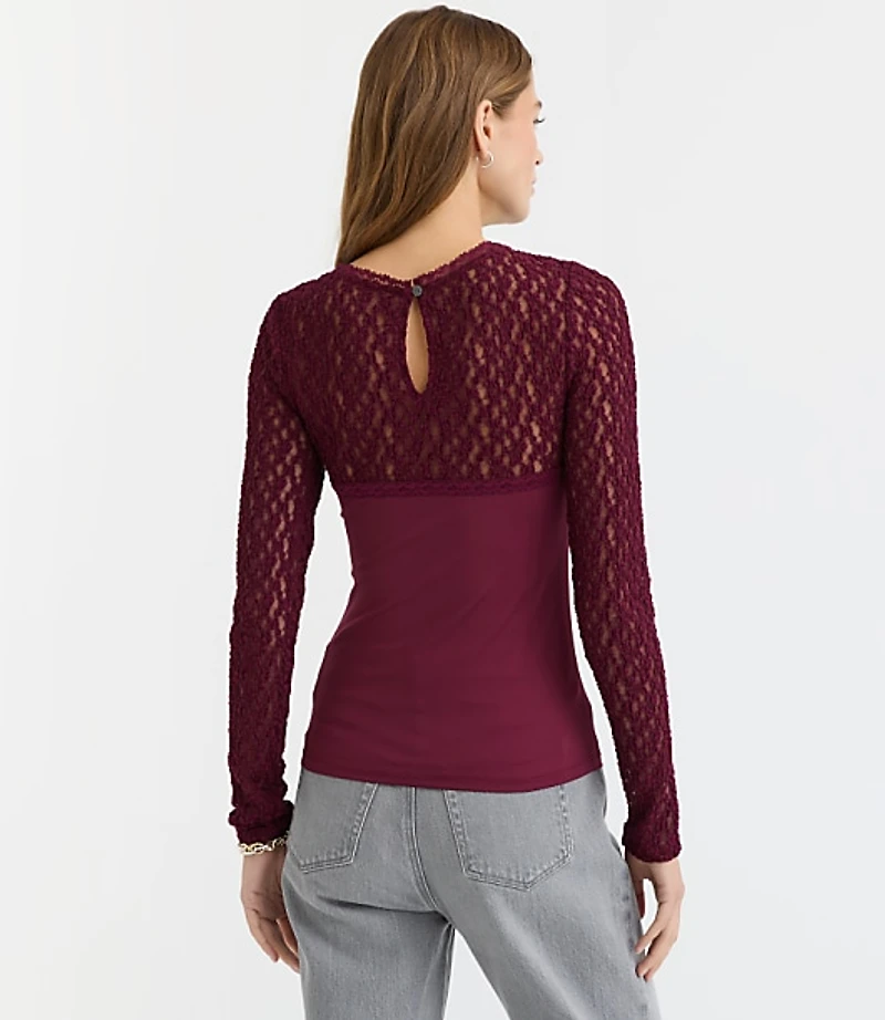 Lace Mixed Media Top