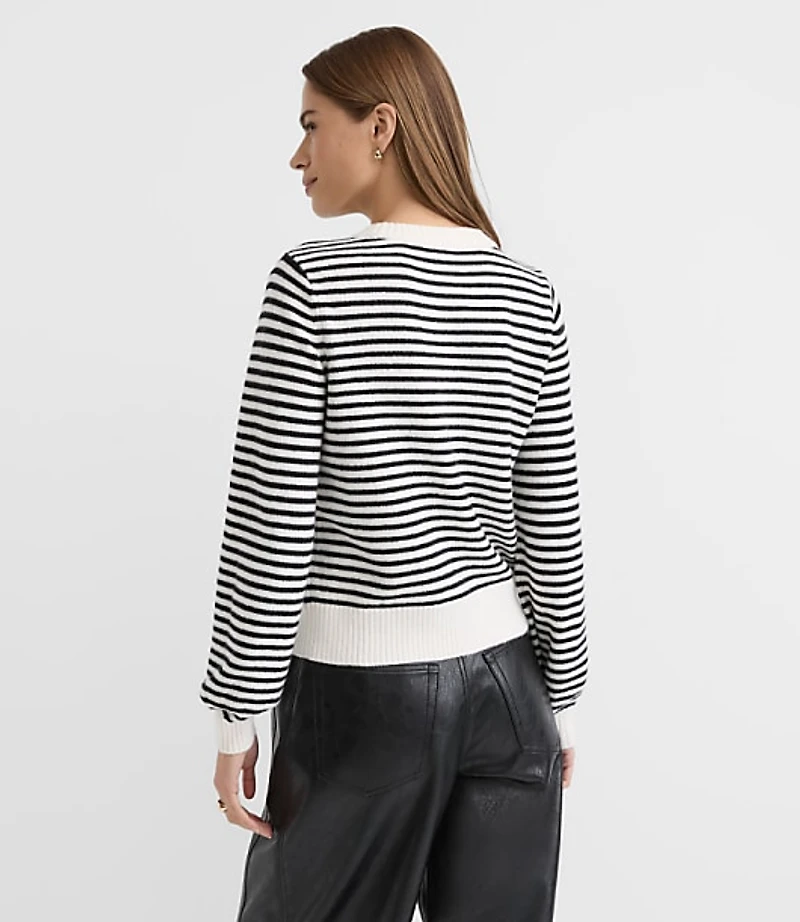 Heart Stripe Blouson Sweater