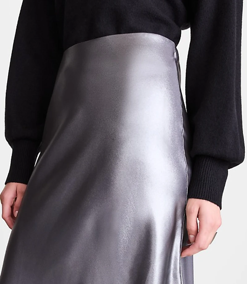 Petite LOFT Versa Shimmer Bias Midi Skirt
