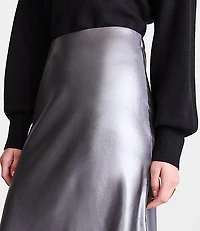 Petite LOFT Versa Shimmer Bias Midi Skirt