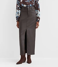Petite Studded Denim Maxi Skirt Classic Mid Wash