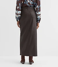 Petite Studded Denim Maxi Skirt Classic Mid Wash