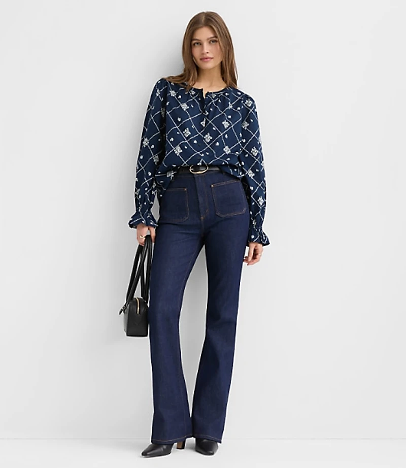 Bouquet Ruffle Cuff Blouse