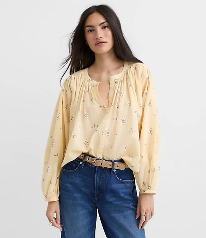 Floral Balloon Sleeve Blouse