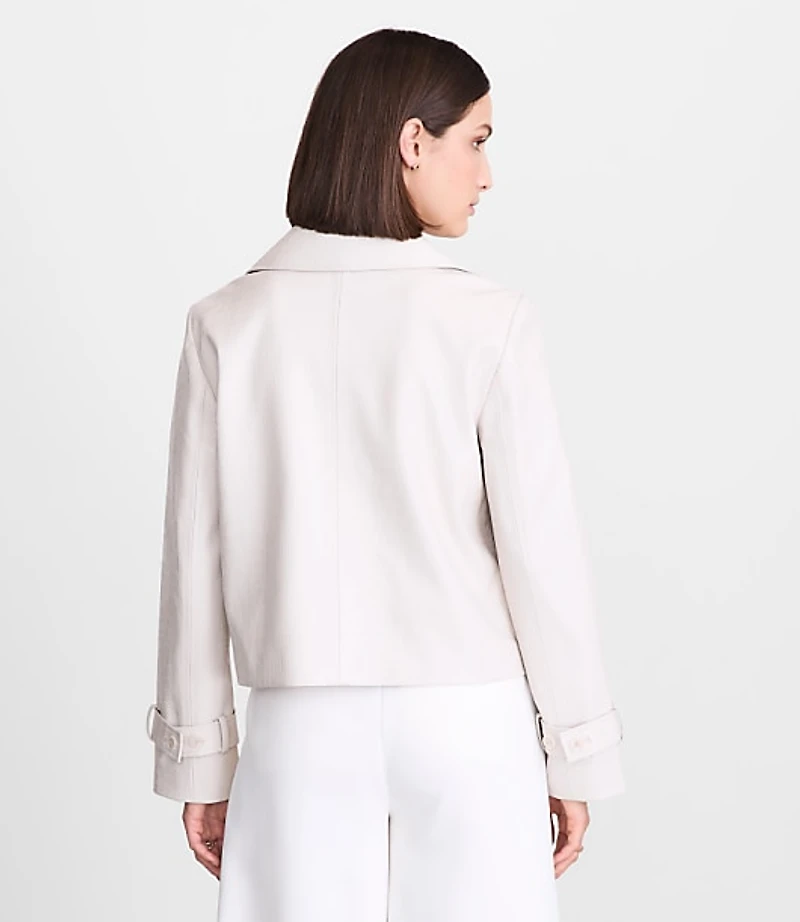 Petite LOFT Versa Embossed Faux Leather Trench Coat