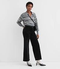 Fair Isle Ribbed Collared Sweater