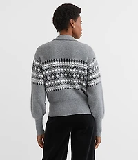 Fair Isle Ribbed Collared Sweater