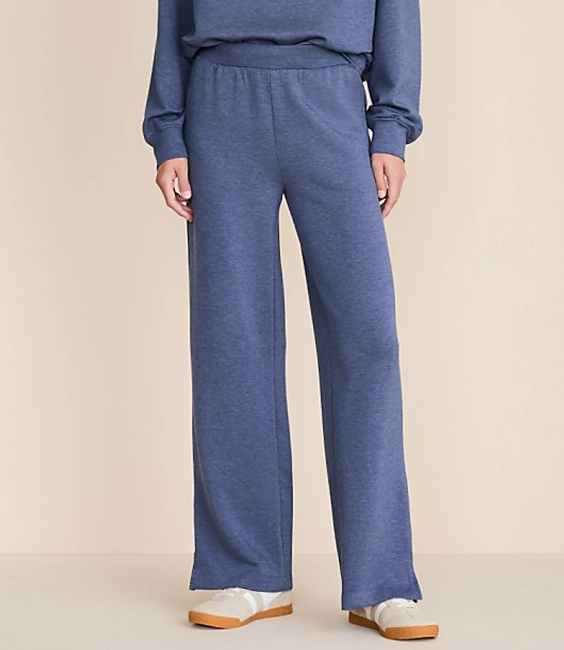 Petite Lou & Grey Heathered Scubasoft Side Slit Straight Leg Pants