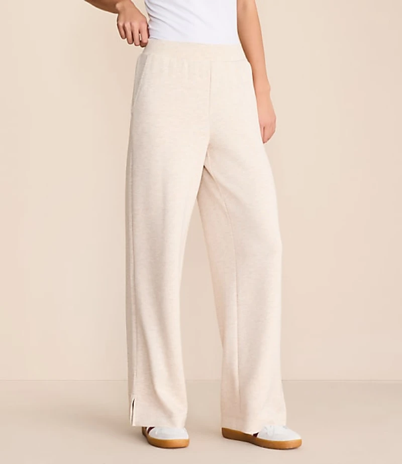 Petite Lou & Grey Heathered Scubasoft Side Slit Straight Leg Pants