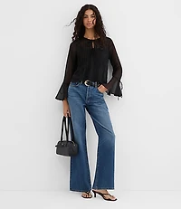Pintucked Bow Blouse