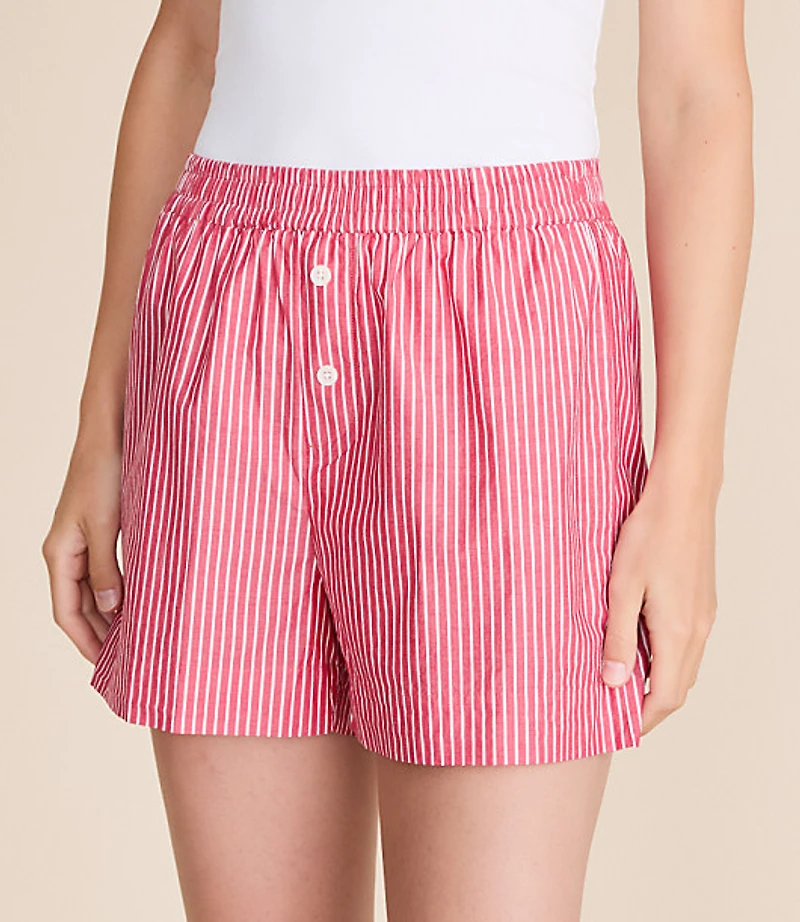 Striped Poplin Pajama Shorts