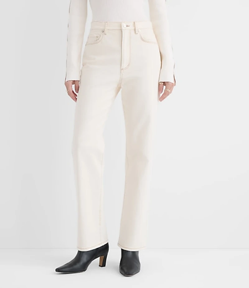 Rivete High Rise Straight Jeans Ivory