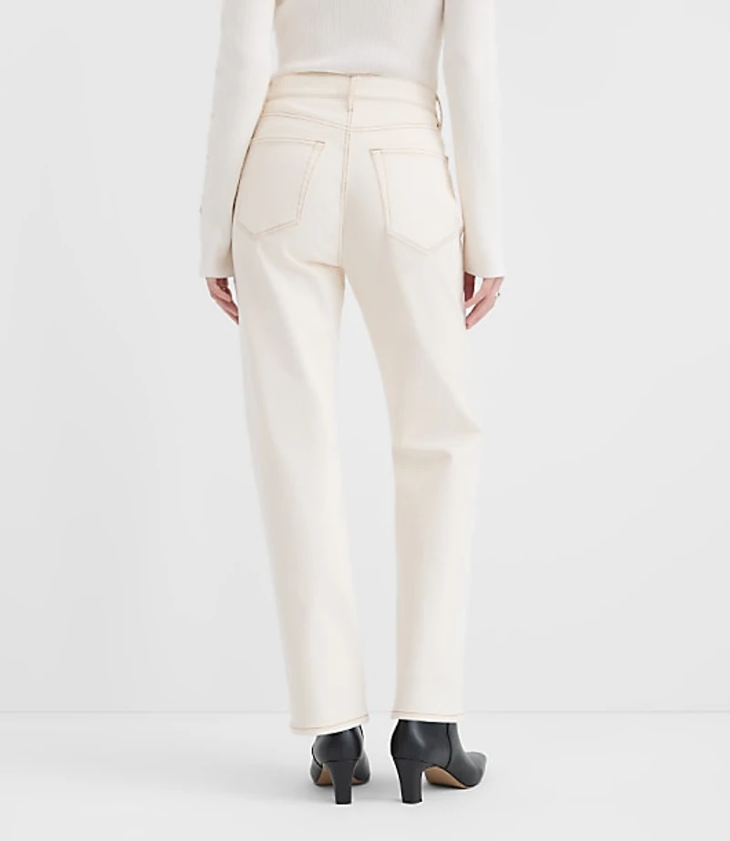 Rivete High Rise Straight Jeans Ivory