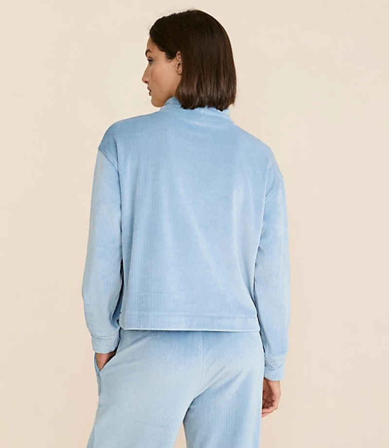 Petite Lou & Grey Ribbed Velour Side Slit Wide Leg Pants