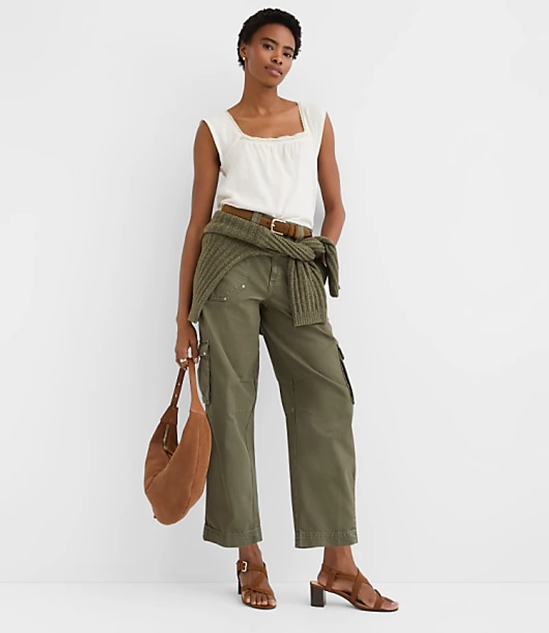 Lace Trim Square Neck Top