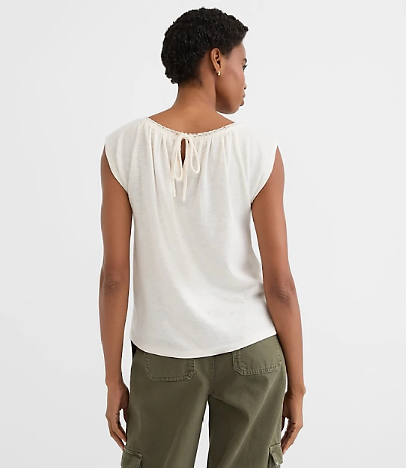 Lace Trim Square Neck Top