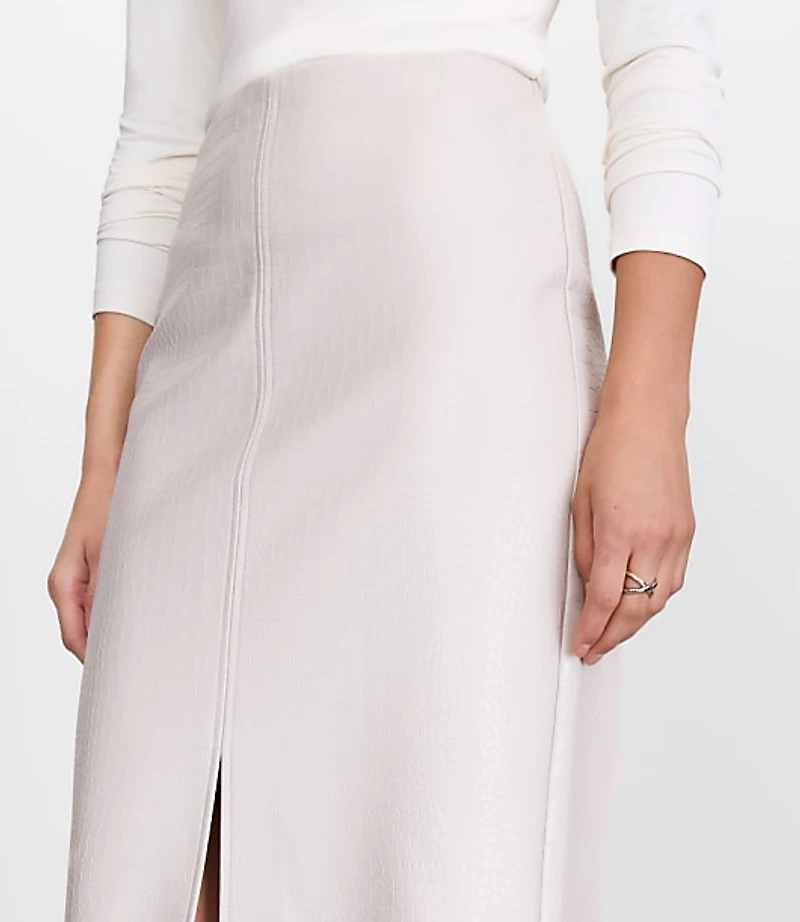 Petite LOFT Versa Embossed Faux Leather Long Skirt