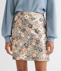 Floral Sequin Mini Skirt